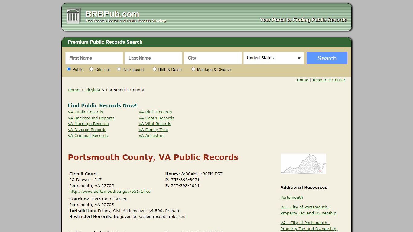 Portsmouth County Public Records | Search Virginia Government Databases